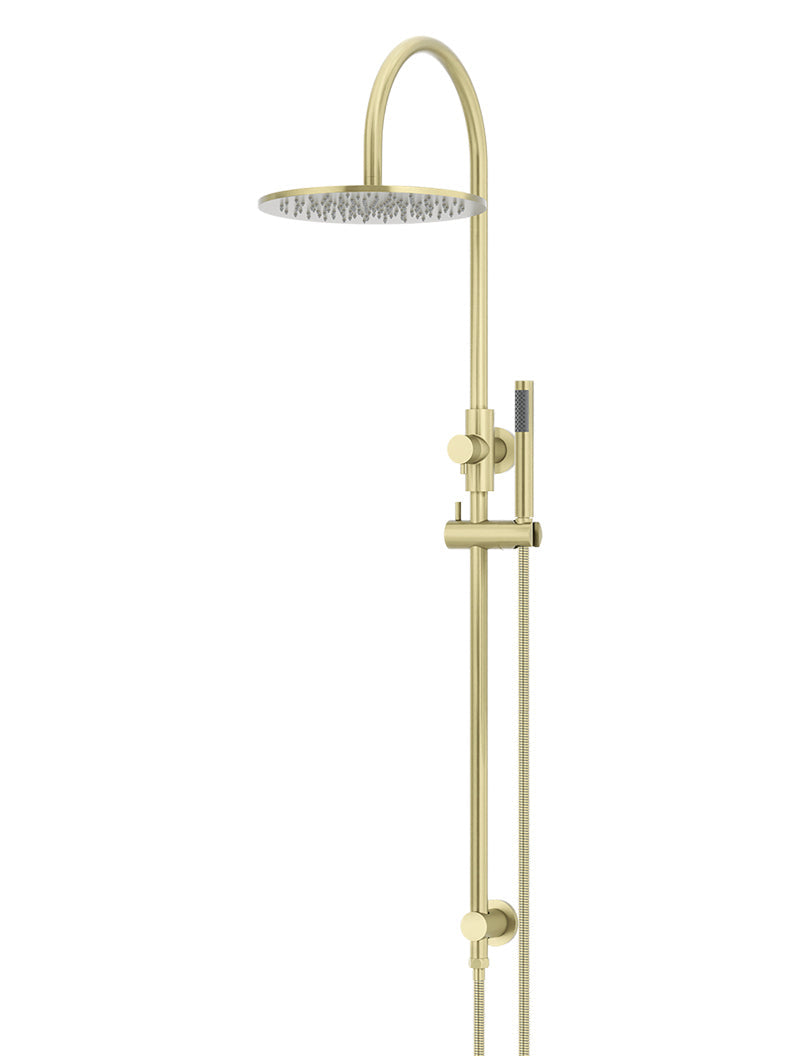 Round Gooseneck Shower Set with 300mm rose, Single-Function Hand Shower - PVD Tiger Bronze