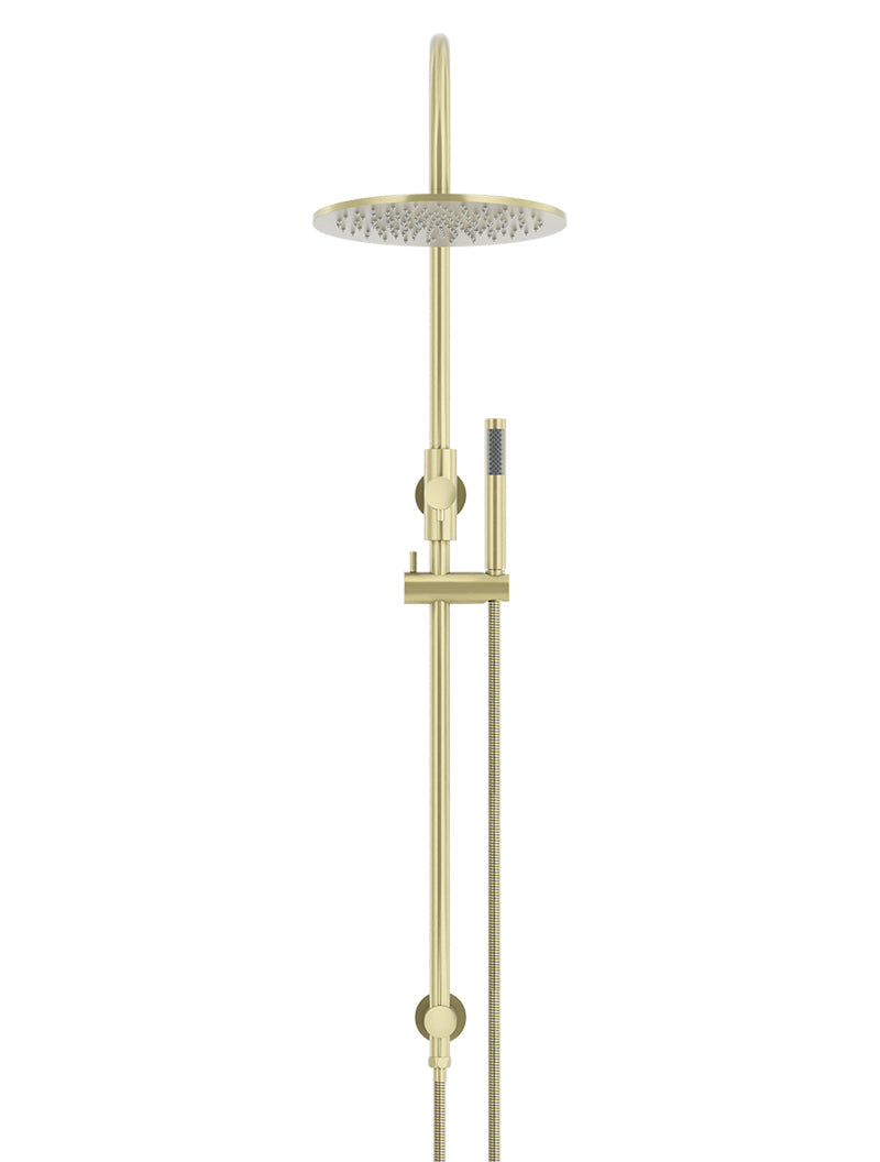 Round Gooseneck Shower Set with 300mm rose, Single-Function Hand Shower - PVD Tiger Bronze