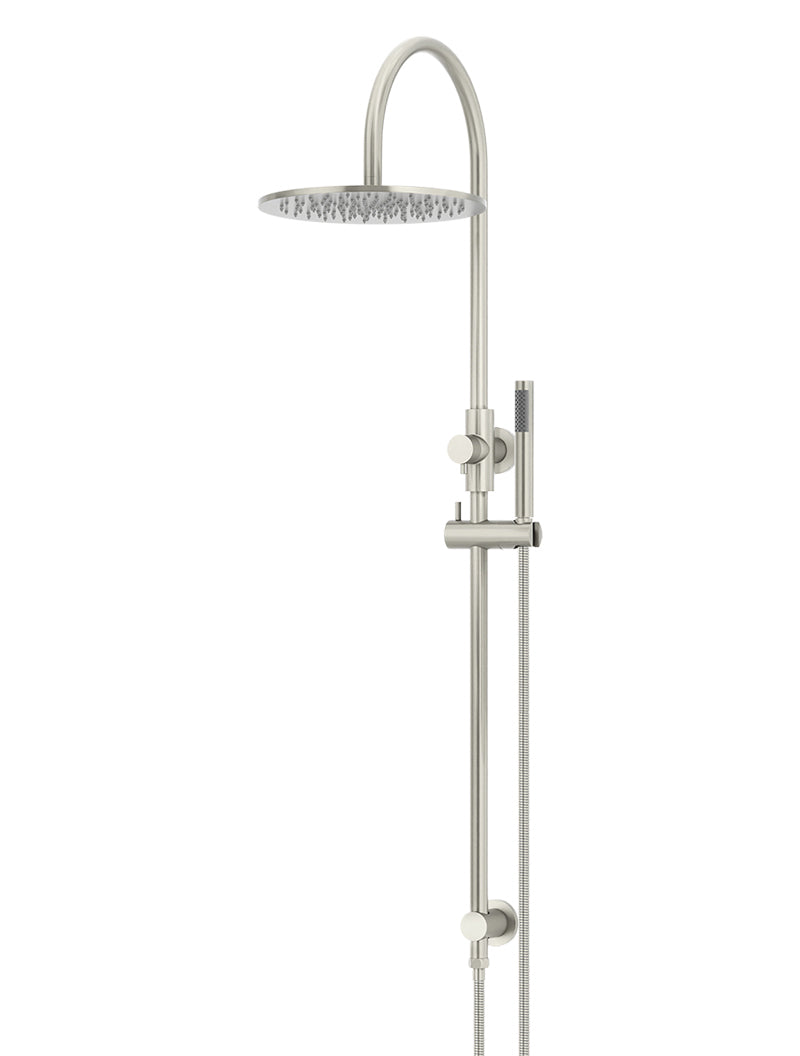 Round Gooseneck Shower Set with 300mm rose, Single-Function Hand Shower - PVD Brushed Nickel