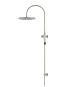 Round Gooseneck Shower Set with 300mm rose, Single-Function Hand Shower - PVD Brushed Nickel