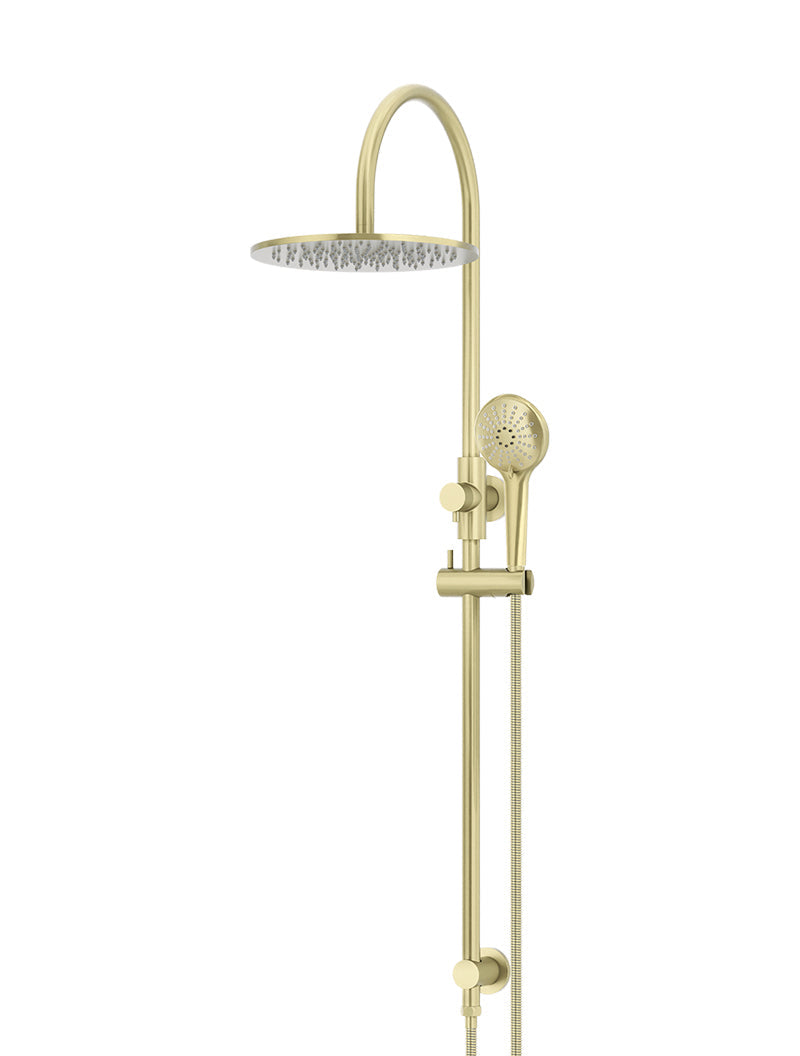 Round Gooseneck Shower Set with 300mm rose, Three-Function Hand Shower - PVD Tiger Bronze