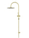 Round Gooseneck Shower Set with 300mm rose, Three-Function Hand Shower - PVD Tiger Bronze