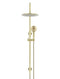 Meir Round Gooseneck Shower Set with 300mm rose, Three-Function Hand Shower - PVD Tiger Bronze