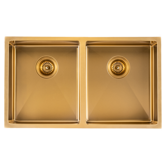 Novelli Double Kitchen Sink 770mm - Brushed Gold