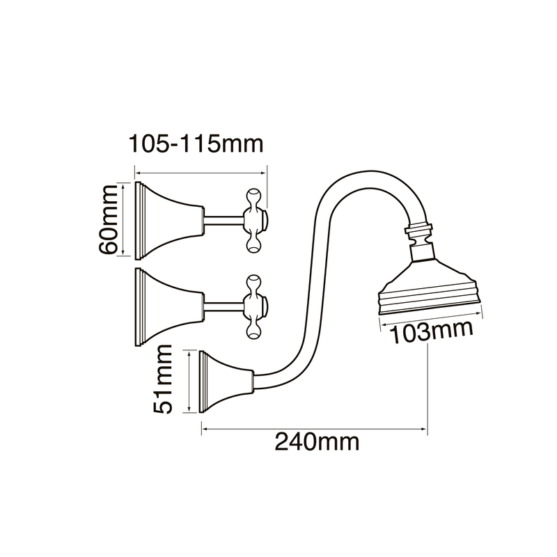 Bastow Georgian Fixed Gooseneck Shower Set