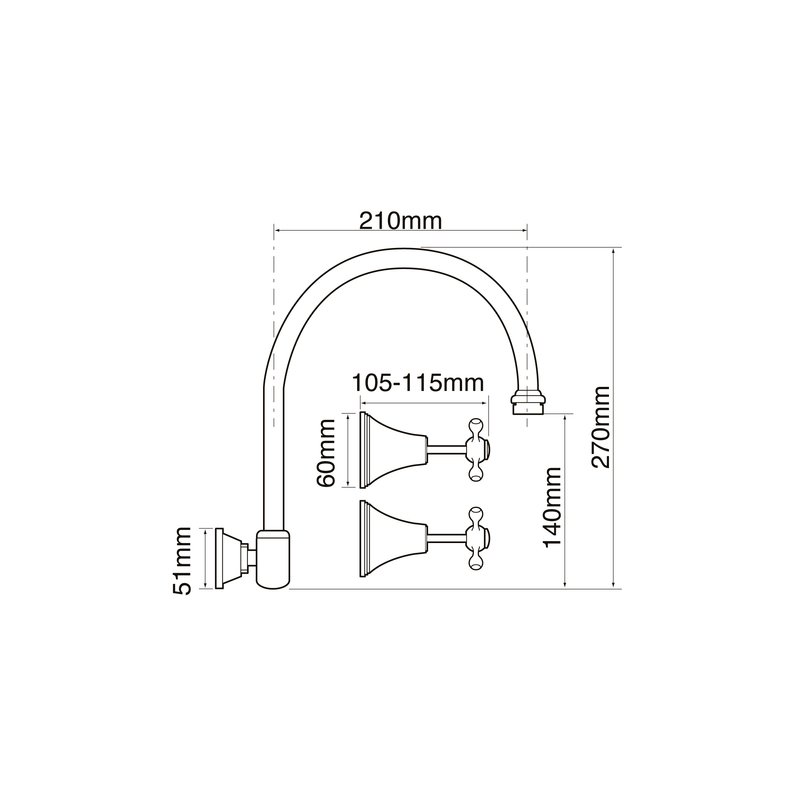 Bastow Georgian Wall Laundry/Spa Set 200mm Outlet