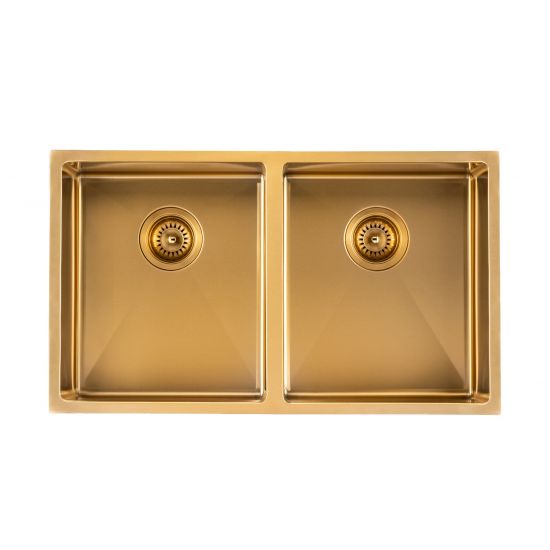 Novelli Double Kitchen Sink 820mm - Brushed Gold
