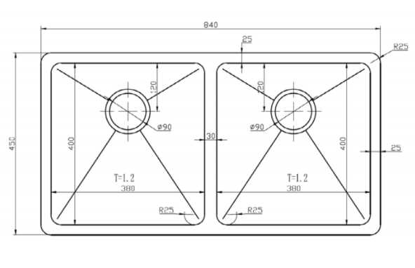 Novelli Giovanni Double Bowl Undermount Sink