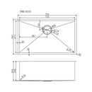 Novelli Single Kitchen Sink 762mm - Stainless Steel