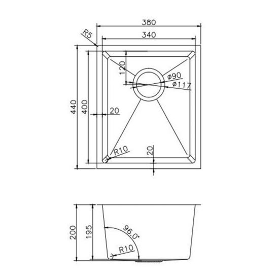 Novelli Single Kitchen Sink 380mm - Stainless Steel