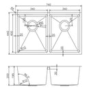 Novelli Double Kitchen Sink 740mm - Stainless Steel