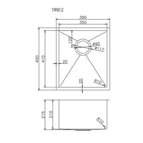 Novelli Single Kitchen Sink 390mm - Stainless Steel