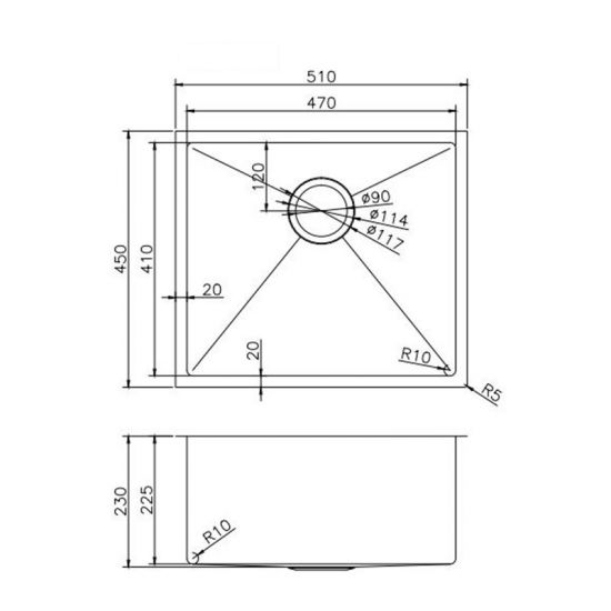 Novelli Single Sink 510mm - Gun Metal