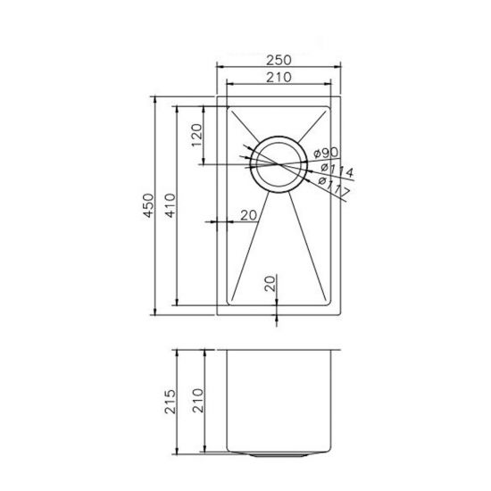 Novelli Single Sink 250mm - Gun Metal